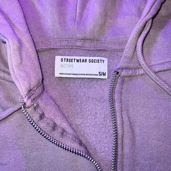 Streetwear society purple active wear zip up size S/M with thumb holes - Picture 2 of 4
